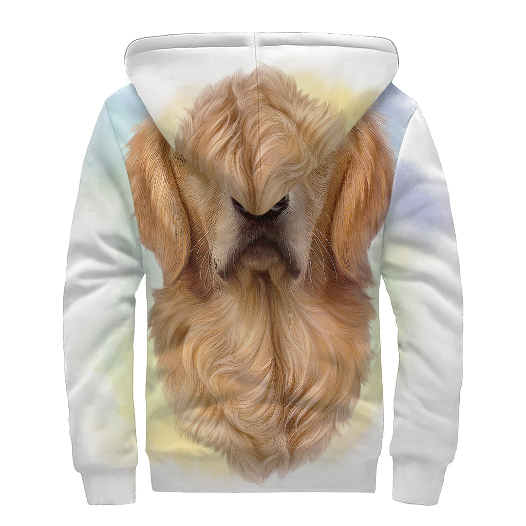 Golden Retriever Portrait Print Sherpa Lined Zip Up Hoodie