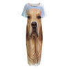 Golden Retriever Portrait Print Short Sleeve Long Nightdress