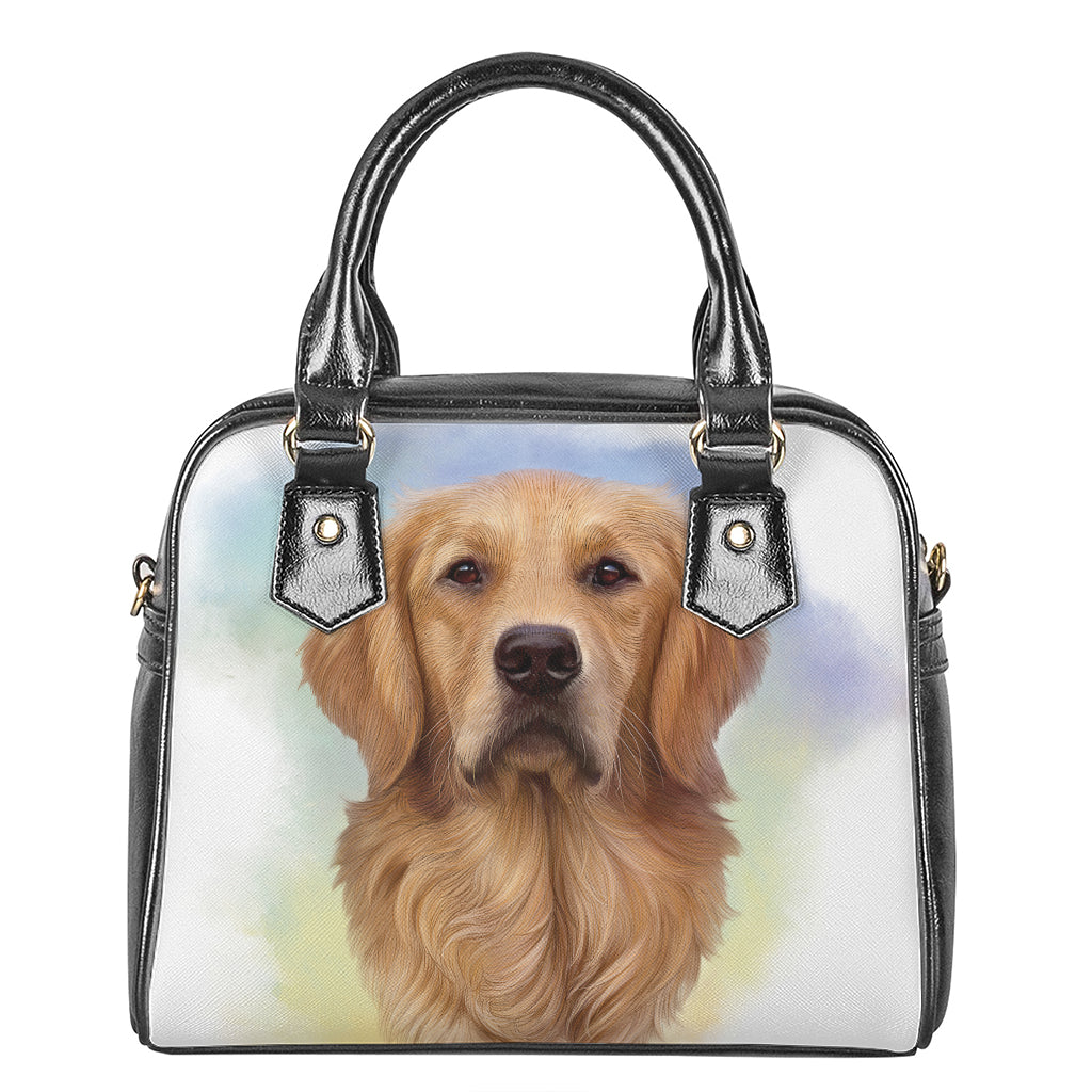 Golden Retriever Portrait Print Shoulder Handbag