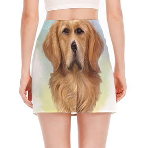 Golden Retriever Portrait Print Side Slit Mini Skirt