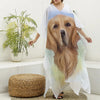 Golden Retriever Portrait Print Silk V-Neck Kaftan Dress