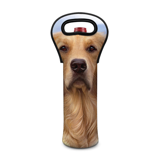 Golden Retriever Portrait Print Single Neoprene Wine Tote