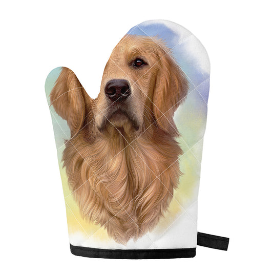 Golden Retriever Portrait Print Single Oven Mitt