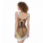 Golden Retriever Portrait Print Sleeveless Bodycon Dress