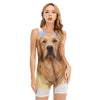 Golden Retriever Portrait Print Sleeveless One Piece Swimsuit