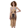 Golden Retriever Portrait Print Slim Fit Midi Cami Dress