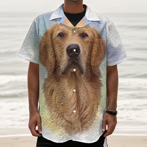 Golden Retriever Portrait Print Textured Short Sleeve Shirt