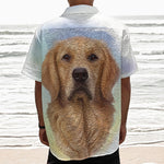 Golden Retriever Portrait Print Textured Short Sleeve Shirt