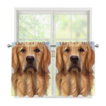 Golden Retriever Portrait Print Tier Curtains