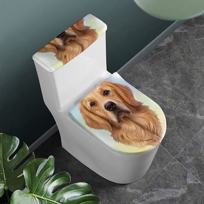 Golden Retriever Portrait Print Toilet Lid And Tank Cover Set
