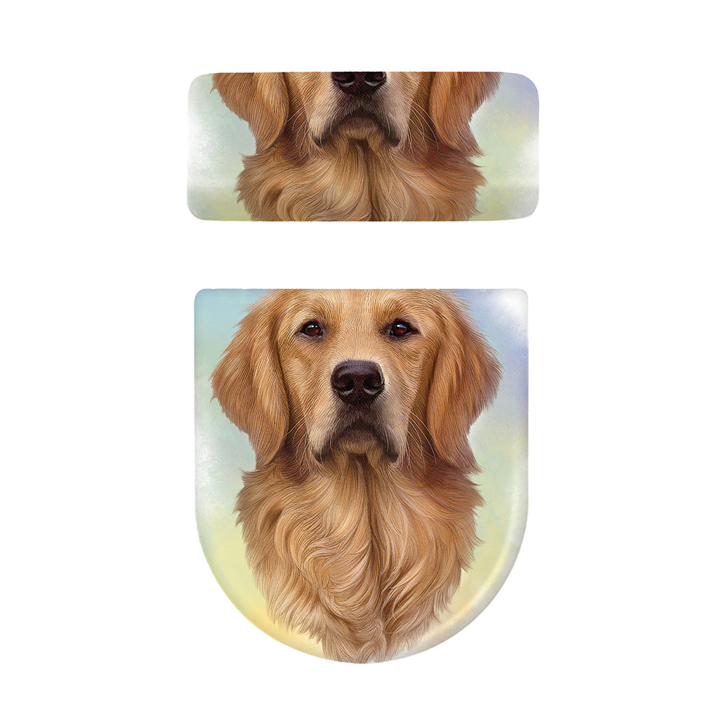 Golden Retriever Portrait Print Toilet Lid And Tank Cover Set