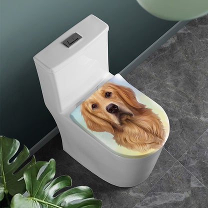 Golden Retriever Portrait Print Toilet Lid Cover
