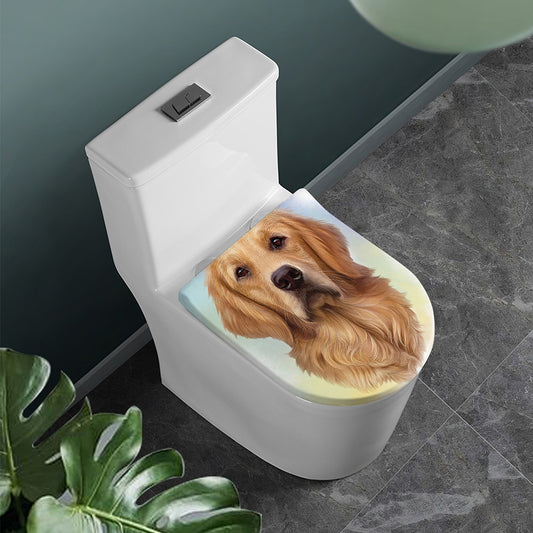 Golden Retriever Portrait Print Toilet Lid Cover