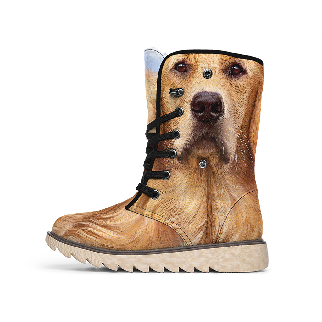 Golden Retriever Portrait Print Winter Boots