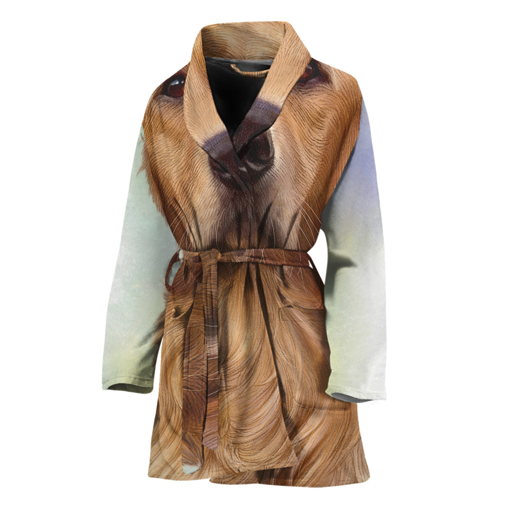 Golden Retriever Portrait Print Women's Bathrobe