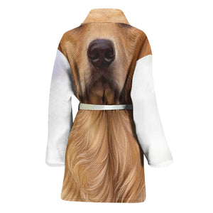 Golden Retriever Portrait Print Women's Bathrobe