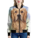 Golden Retriever Portrait Print Women's Bomber Jacket