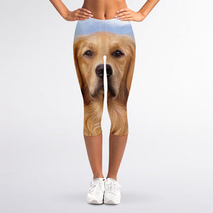 Golden Retriever Portrait Print Women's Capri Leggings