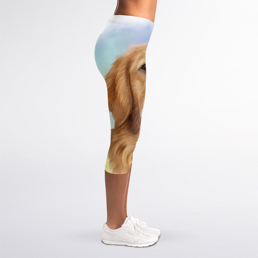 Golden Retriever Portrait Print Women's Capri Leggings