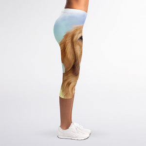 Golden Retriever Portrait Print Women's Capri Leggings