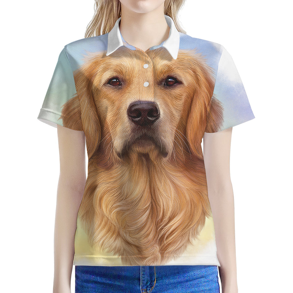 Golden Retriever Portrait Print Women's Polo Shirt