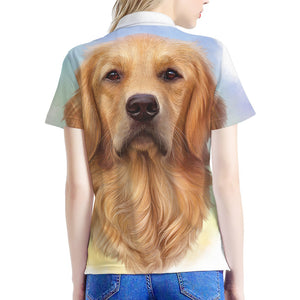 Golden Retriever Portrait Print Women's Polo Shirt