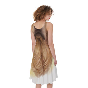 Golden Retriever Portrait Print Women's Sleeveless Dress