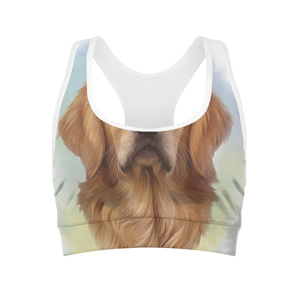 Golden Retriever Portrait Print Women's Sports Bra
