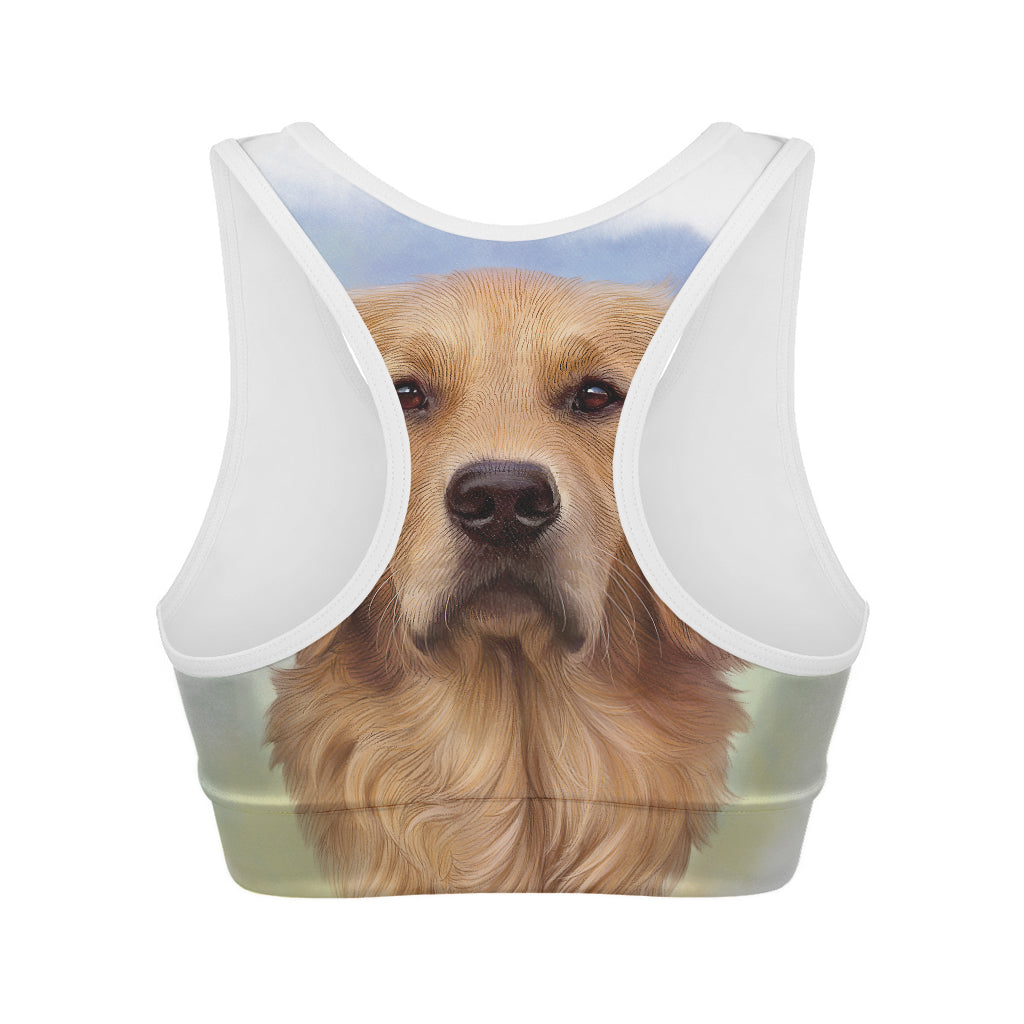 Golden Retriever Portrait Print Women's Sports Bra