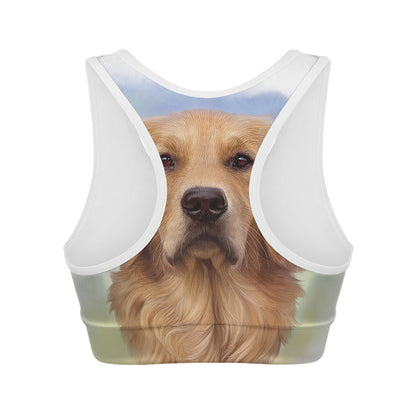 Golden Retriever Portrait Print Women's Sports Bra