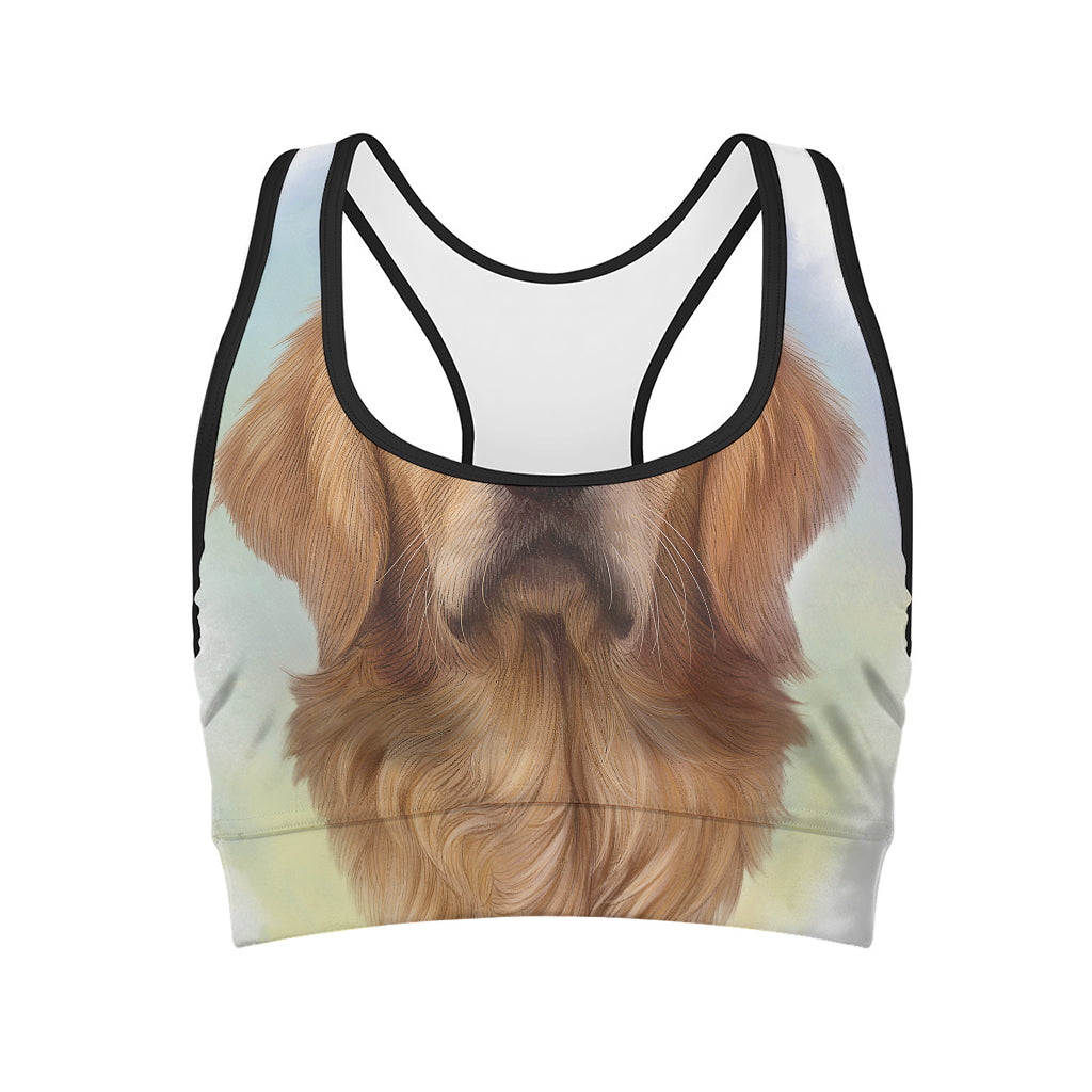 Golden Retriever Portrait Print Women's Sports Bra