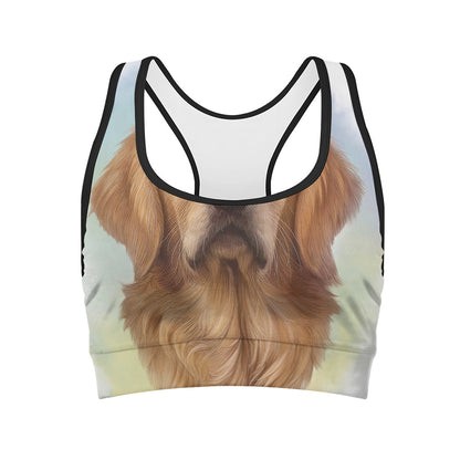 Golden Retriever Portrait Print Women's Sports Bra
