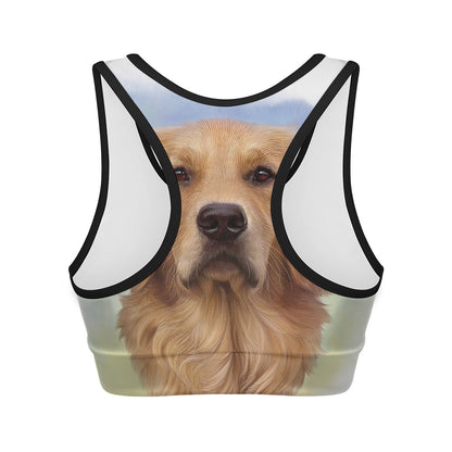 Golden Retriever Portrait Print Women's Sports Bra