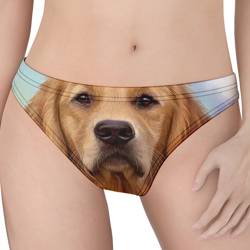 Golden Retriever Portrait Print Women's Thong