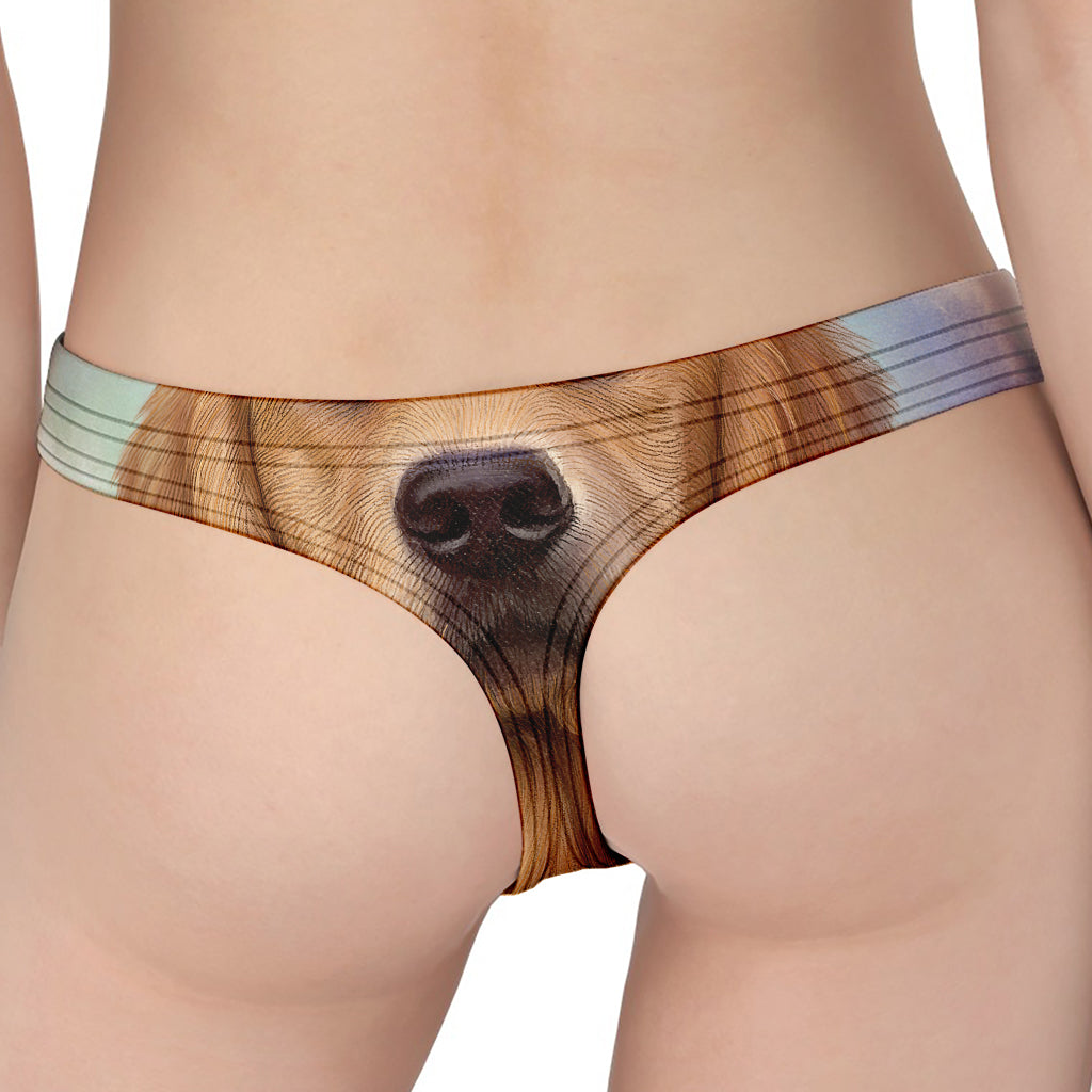 Golden Retriever Portrait Print Women's Thong