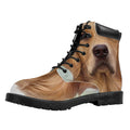Golden Retriever Portrait Print Padded Collar Lace Up Boots