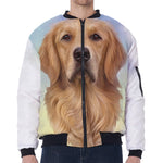 Golden Retriever Portrait Print Zip Sleeve Bomber Jacket