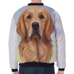 Golden Retriever Portrait Print Zip Sleeve Bomber Jacket