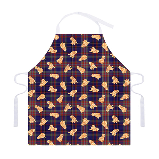 Golden Retriever Tartan Pattern Print Adjustable Apron