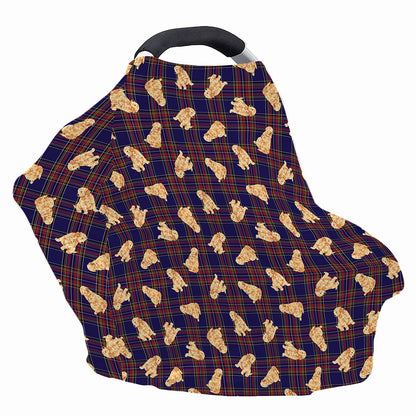Golden Retriever Tartan Pattern Print Baby Seat Cover