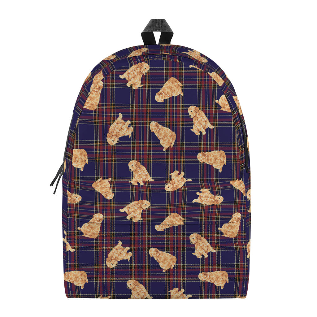 Golden Retriever Tartan Pattern Print Backpack