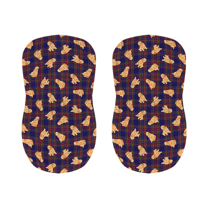 Golden Retriever Tartan Pattern Print Bar Stool Covers