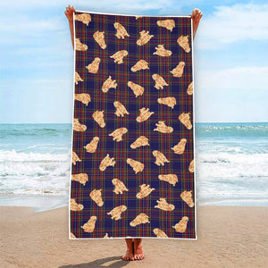 Golden Retriever Tartan Pattern Print Beach Towel