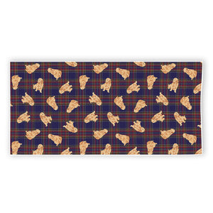 Golden Retriever Tartan Pattern Print Beach Towel