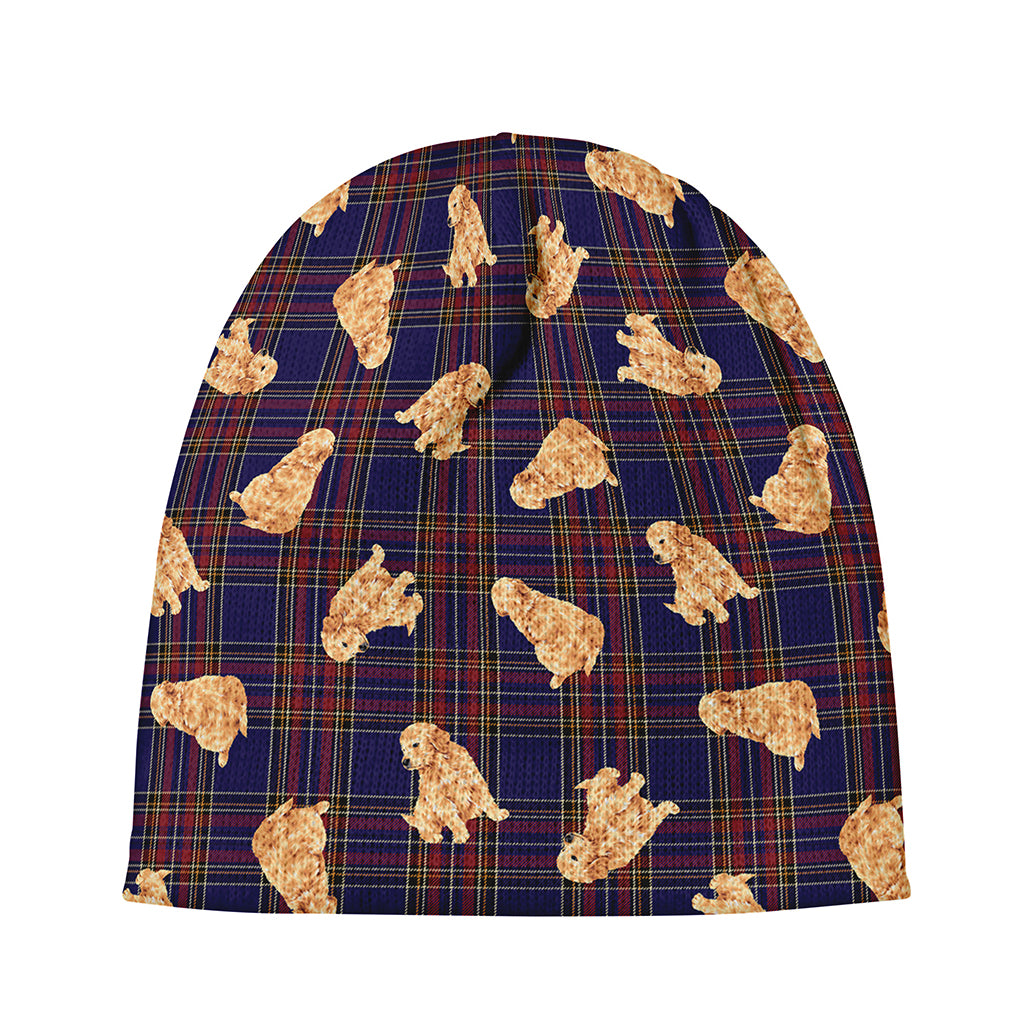 Golden Retriever Tartan Pattern Print Beanie