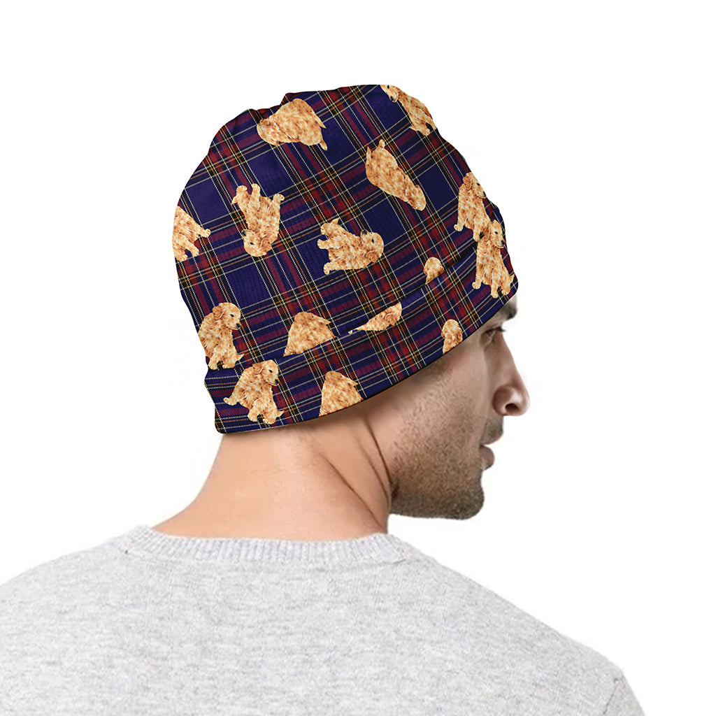 Golden Retriever Tartan Pattern Print Beanie