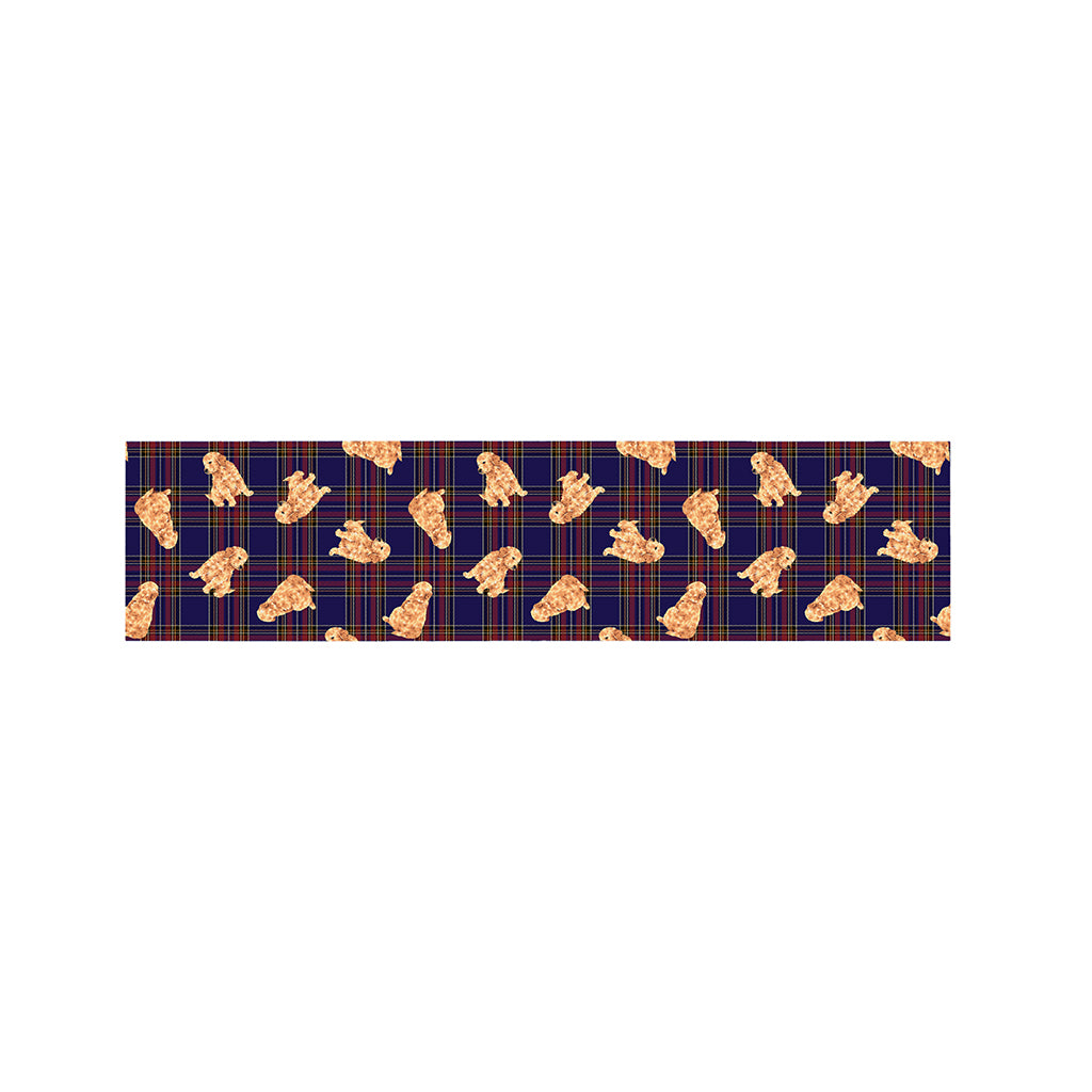 Golden Retriever Tartan Pattern Print Bed Runner
