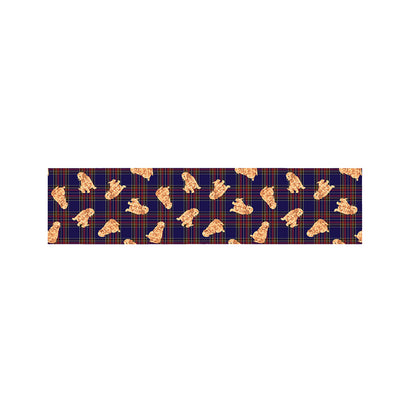 Golden Retriever Tartan Pattern Print Bed Runner