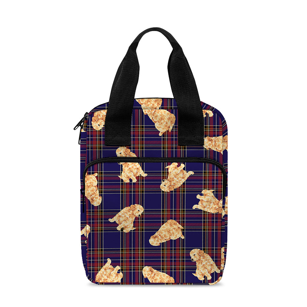 Golden Retriever Tartan Pattern Print Bible Tote Bag
