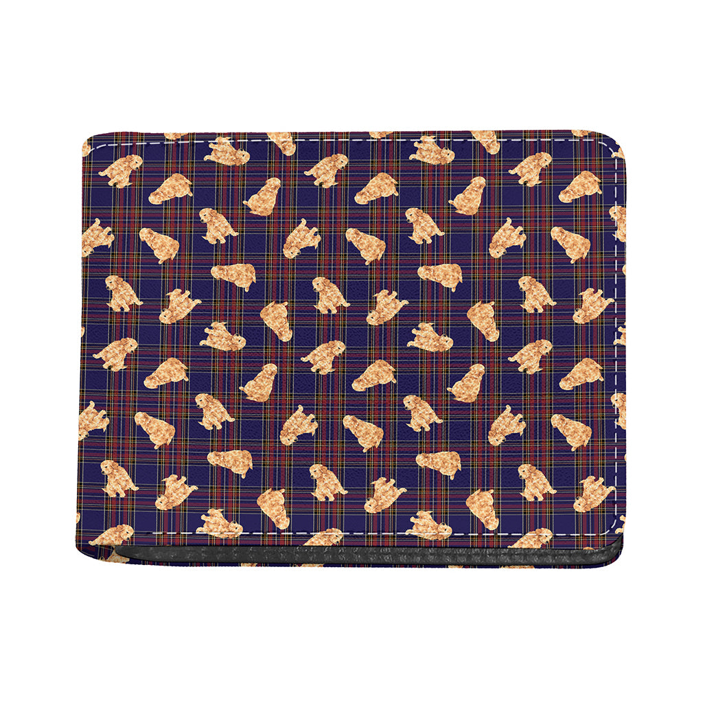 Golden Retriever Tartan Pattern Print Bifold Wallet